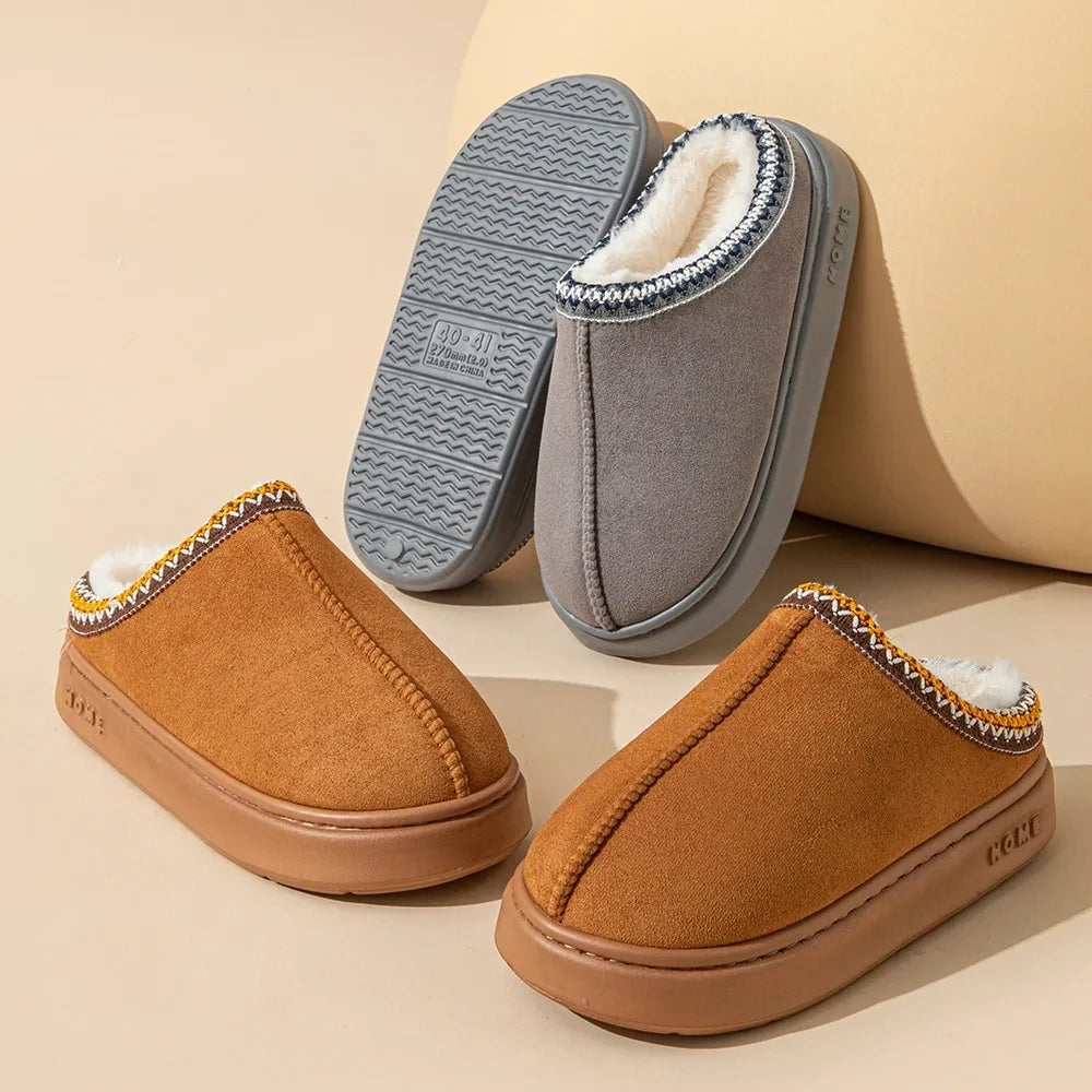 Faux Suede Cotton Home Slippers